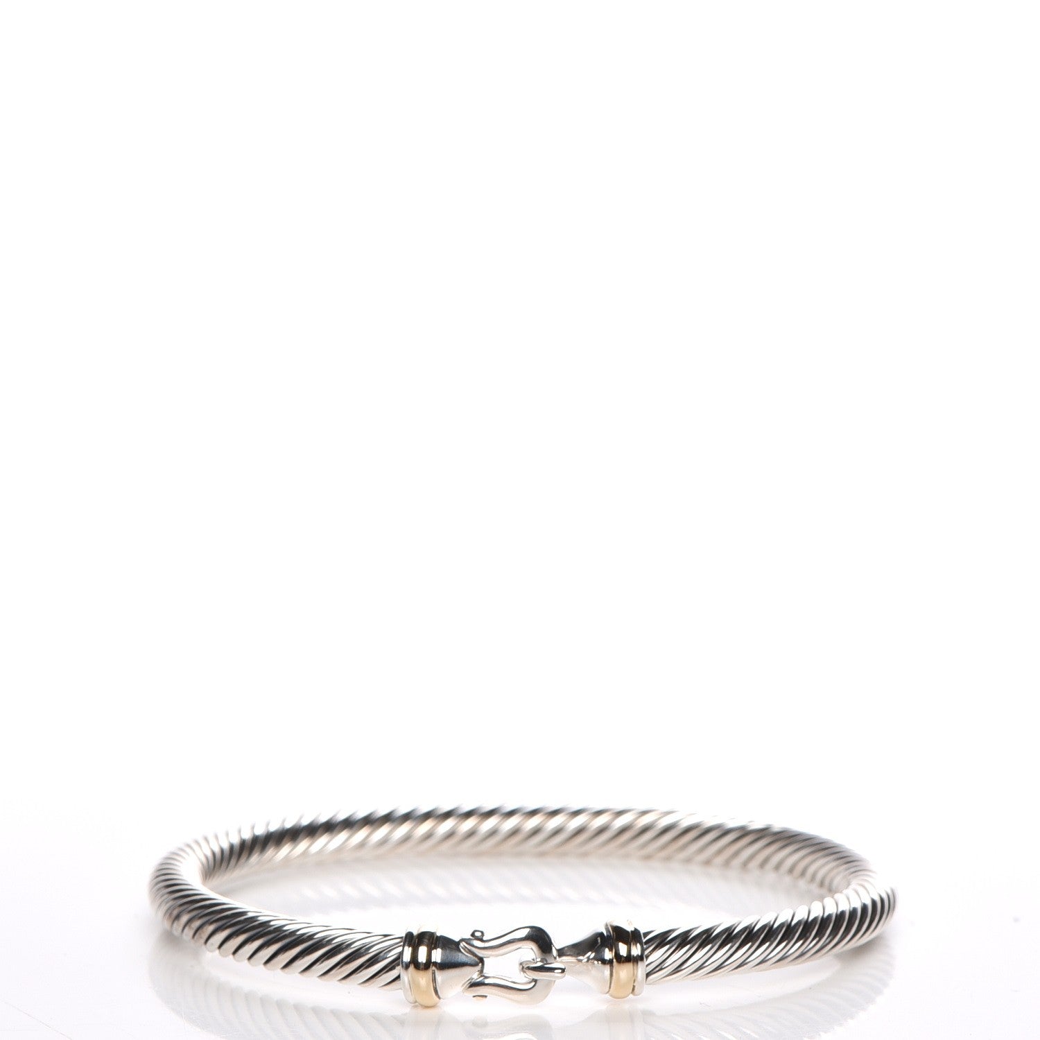 David Yurman Sterling Silver 18K Yellow Gold 5mm Cable Classic Buckle Bracelet 1 of 5