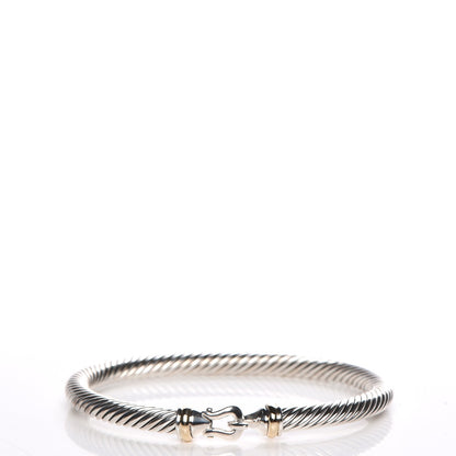 David Yurman Sterling Silver 18K Yellow Gold 5mm Cable Classic Buckle Bracelet 1 of 5