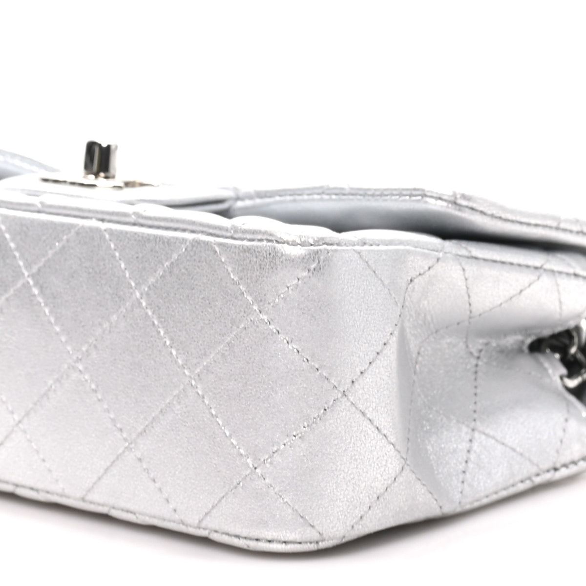 Chanel Metallic Lambskin Quilted Mini Rectangular Flap Silver 10 of 11