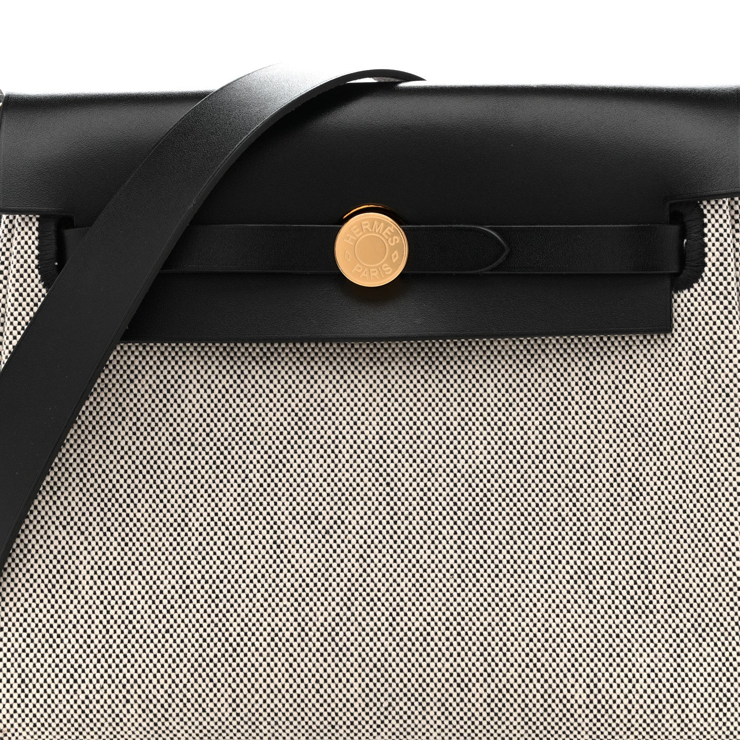 Hermes Military Toile Vache Hunter Herbag Zip Retourne 20 Ecru Black 8 of 11