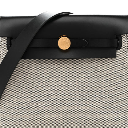 Hermes Military Toile Vache Hunter Herbag Zip Retourne 20 Ecru Black 8 of 11