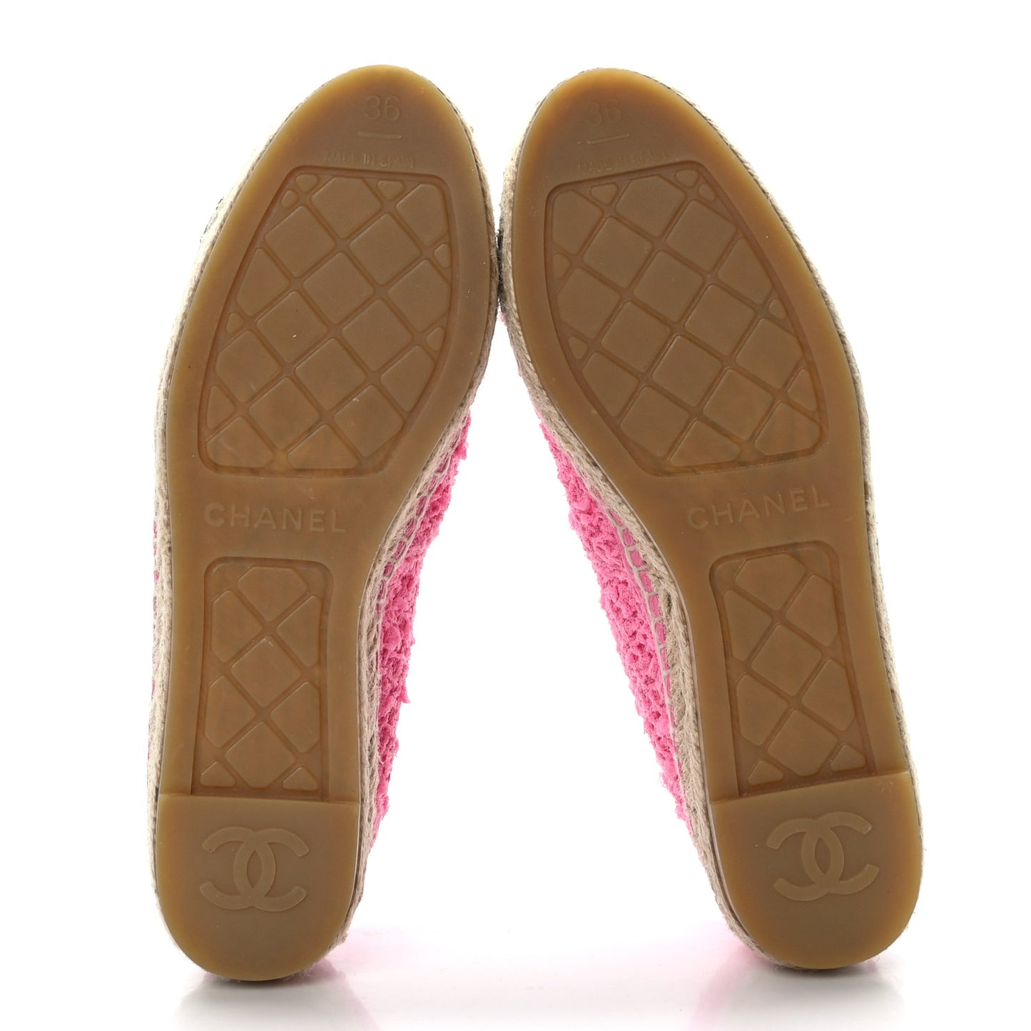 Tweed Grosgrain CC Espadrilles 36 Pink Black