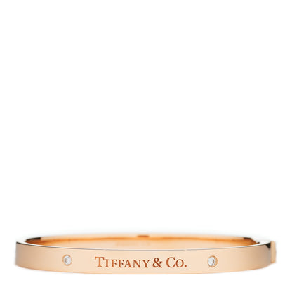 Tiffany 18K Rose Gold Diamond Hinged Bangle Bracelet 1 of 4