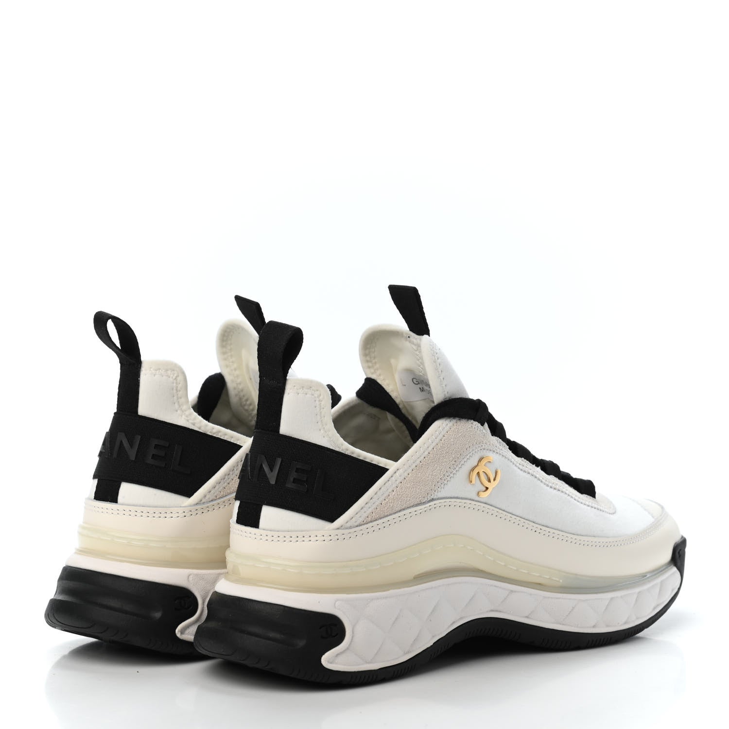 Chanel Calfskin Suede CC Sneakers 36.5 White Black 3 of 4
