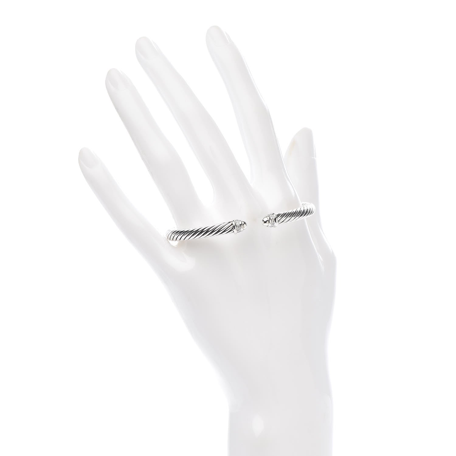 David Yurman Sterling Silver Diamond 5mm Cable Classics Dome Bracelet 2 of 4