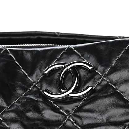 Chanel Glazed Goatskin Double Contrast Stitch Large Tote Black 10 of 11
