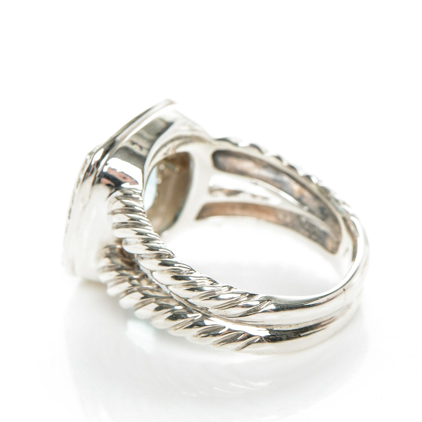 Sterling Silver Diamond Blue Topaz 11mm Albion Ring 58 8.5