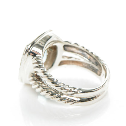 David Yurman Sterling Silver Diamond Blue Topaz 11mm Albion Ring 58 8.5 3 of 6