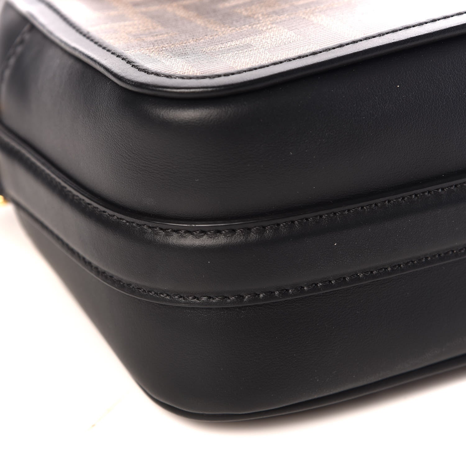 Fendi Glazed Fabric Vitello Century F is Fendi FF 1974 Stamp Patch Camera Case Mogano Panna Black 8 of 9