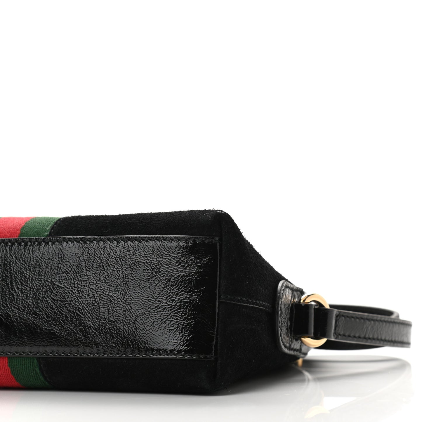 Suede Patent Web GG Small Ophidia Dome Shoulder Bag Black