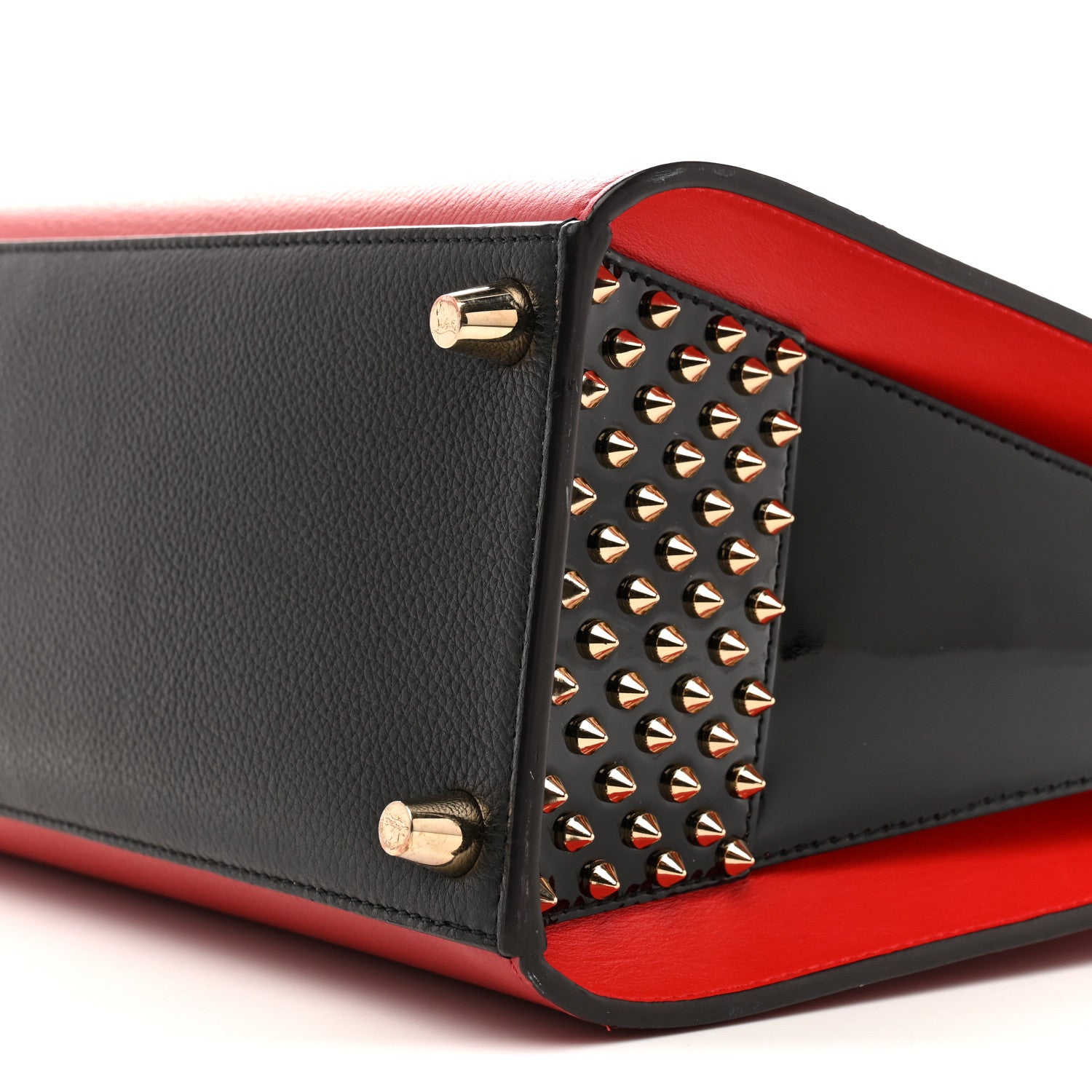 Christian Louboutin Calfskin Empire Patent Studded Medium Paloma Loulou Carmin Black 9 of 13