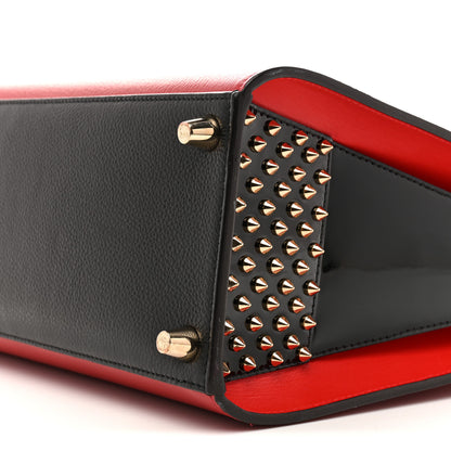 Christian Louboutin Calfskin Empire Patent Studded Medium Paloma Loulou Carmin Black 9 of 13
