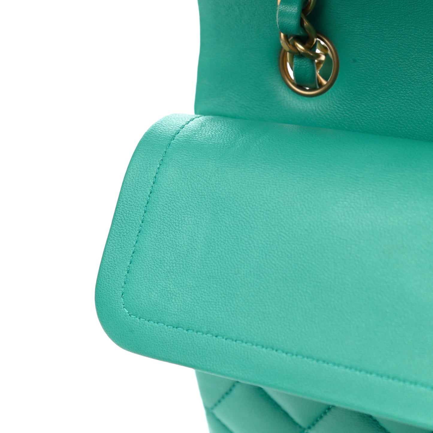 Lambskin Quilted Small Double Flap Green