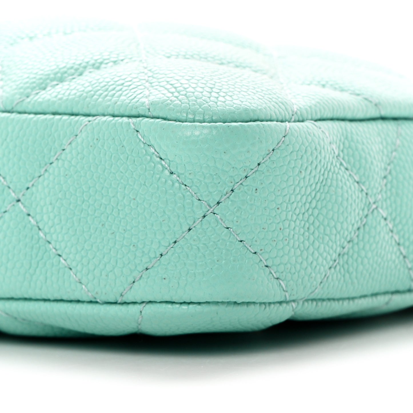Caviar Quilted Small Clutch With Chain Light Blue