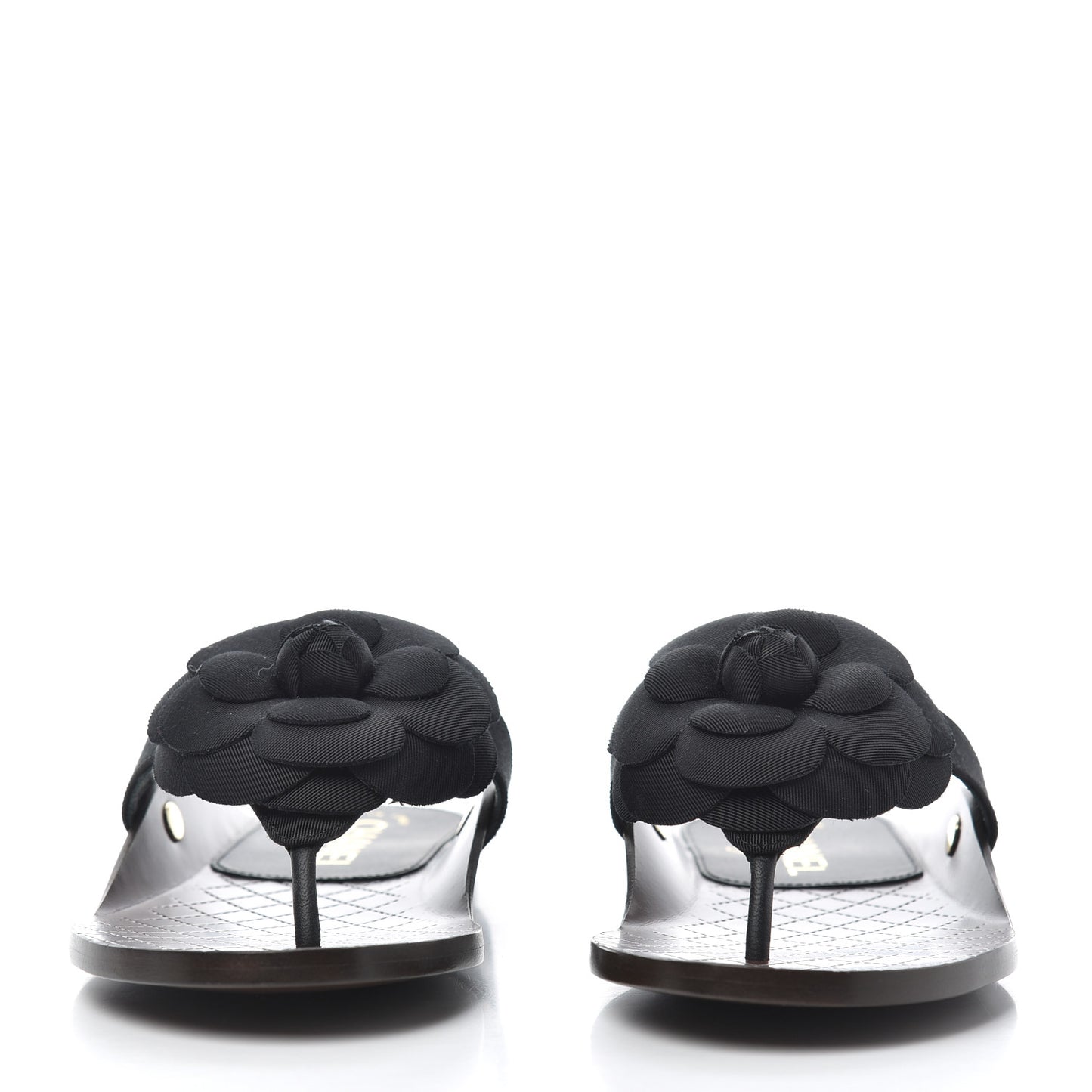 Grosgrain Camellia Thong Sandals 37 Black
