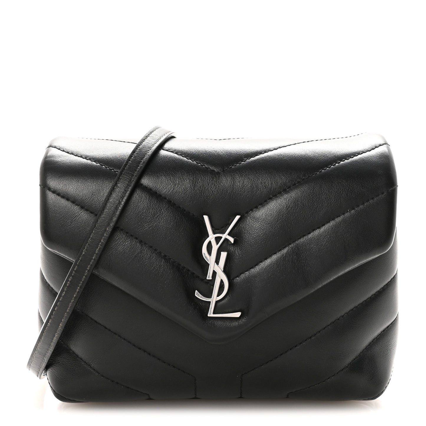Calfskin Y Quilted Monogram Toy Loulou Crossbody Bag Black
