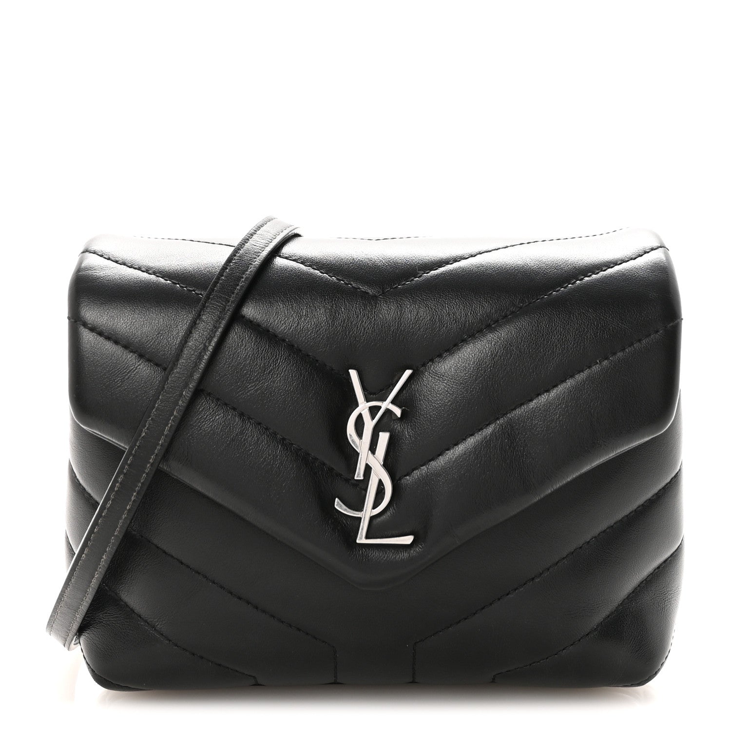 Saint Laurent Calfskin Y Quilted Monogram Toy Loulou Crossbody Bag Black 1 of 9