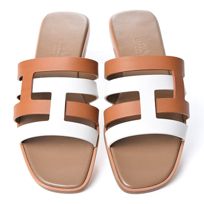 Hermes Calfskin Amore Sandals 37 White Naturel 6 of 11