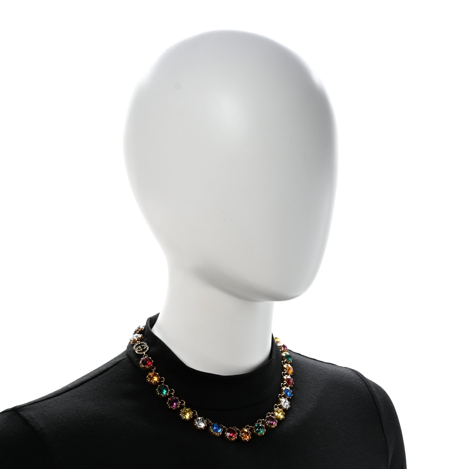 Gucci Crystal Butterfly Necklace Aged Gold Multicolor 2 of 7