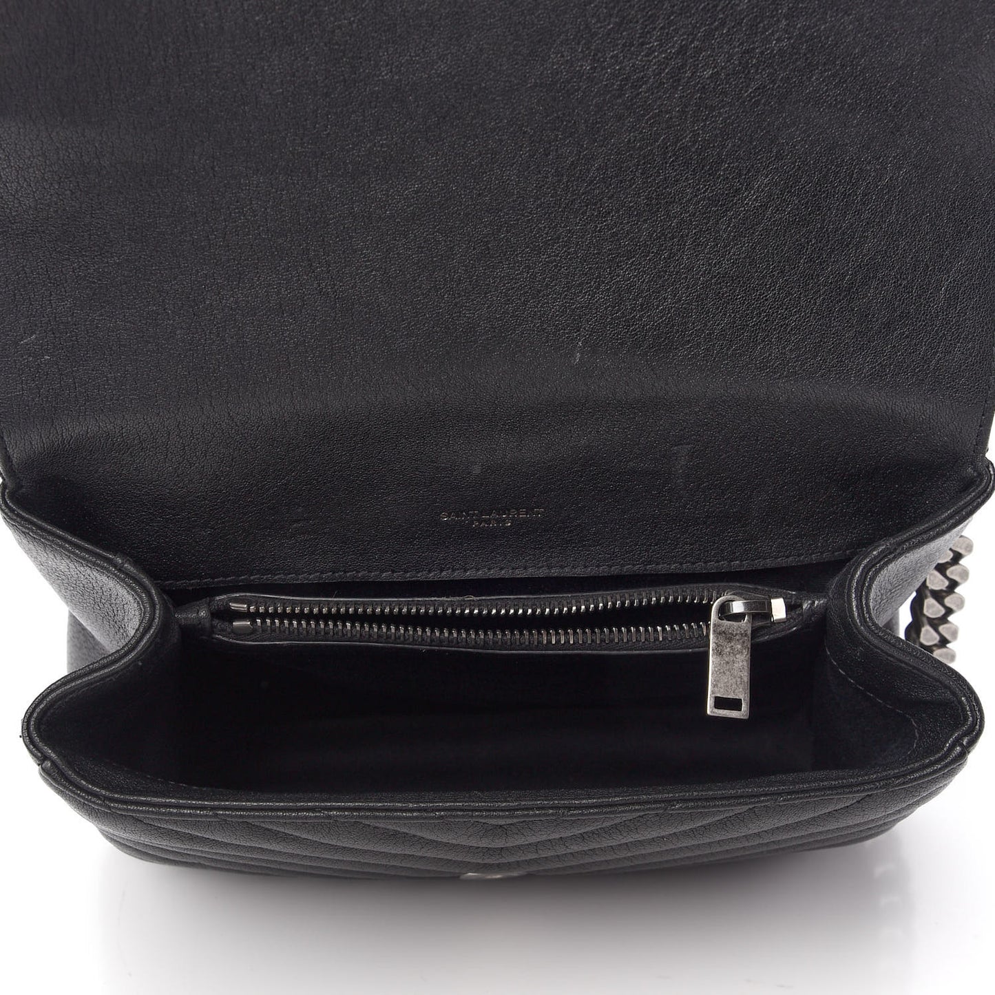 Sheepskin Matelasse Chevron Monogram Medium College Bag Black