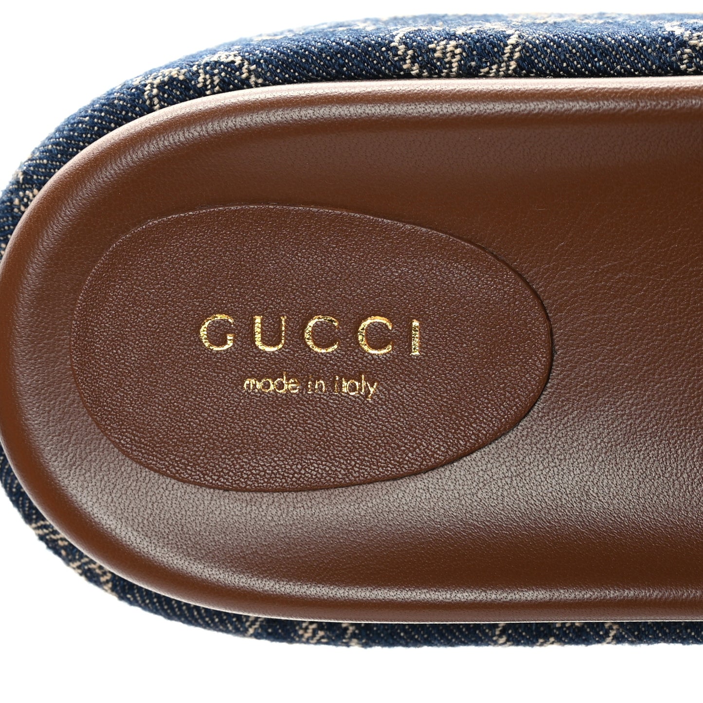 New Denim GG Monogram Angelina Platform 55mm Slide Sandals 40 Blue Tea