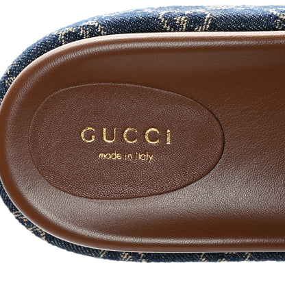 Gucci New Denim GG Monogram Angelina Platform 55mm Slide Sandals 40 Blue Tea 7 of 8