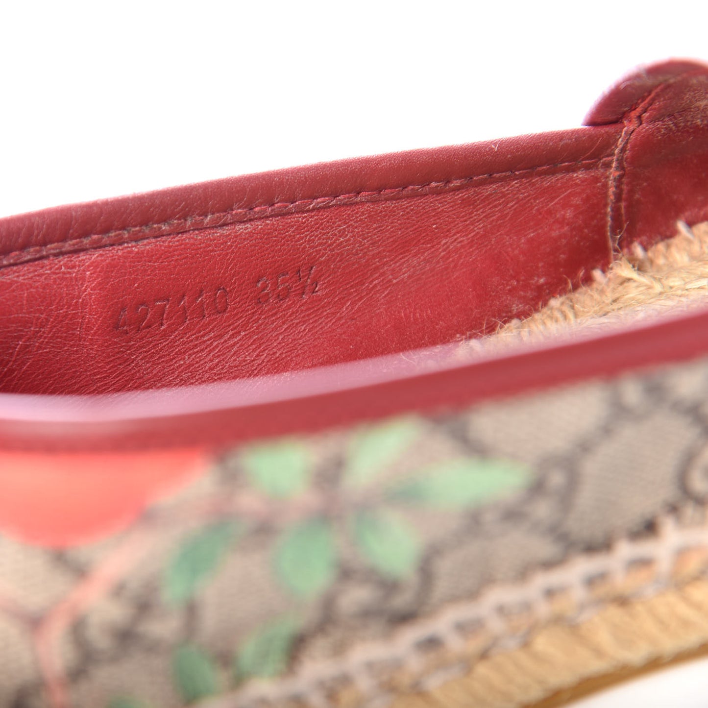GG Supreme Monogram Tian Womens Espadrilles 35.5 Beige Multicolor Red