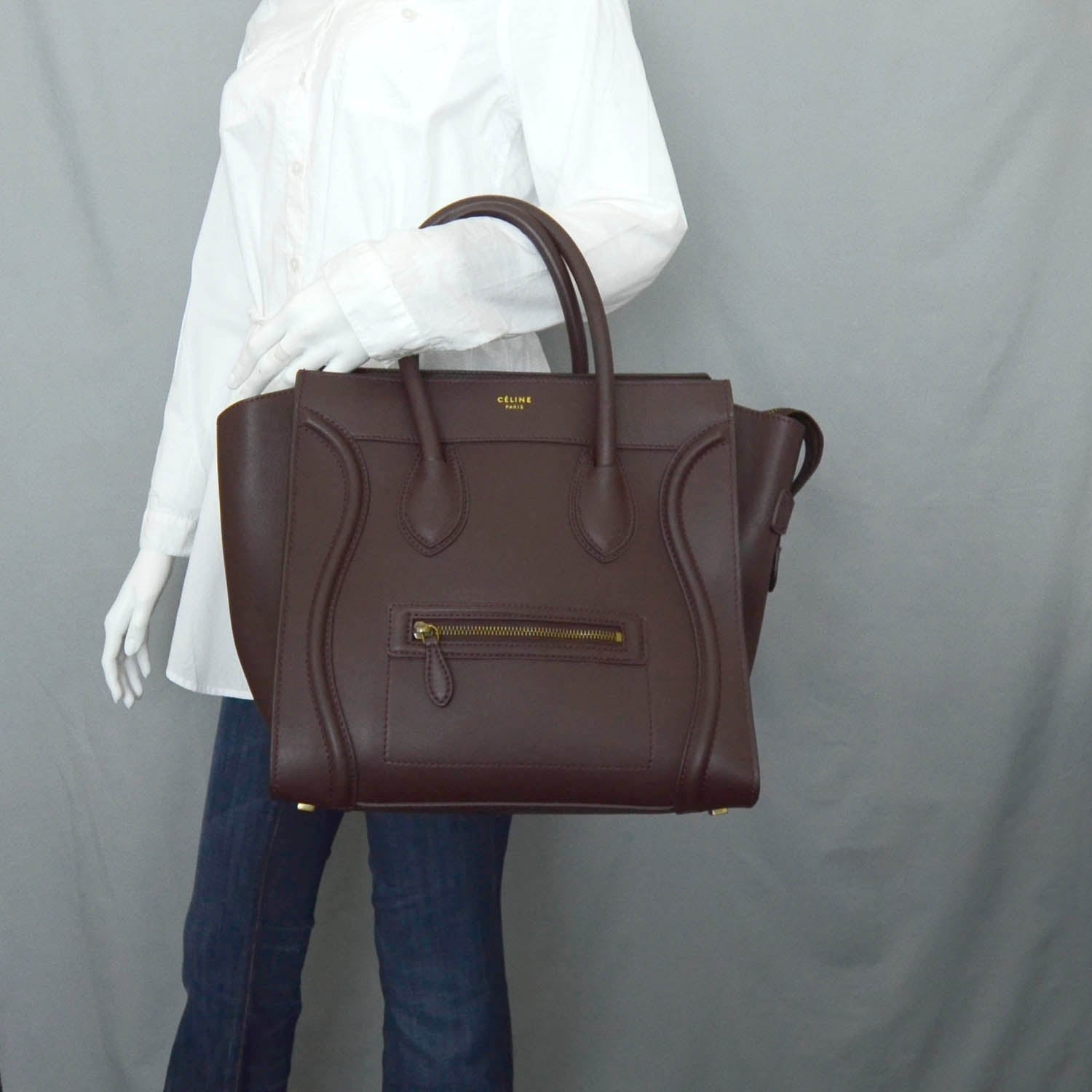 Celine Smooth Calfskin Mini Luggage Wine 2 of 11