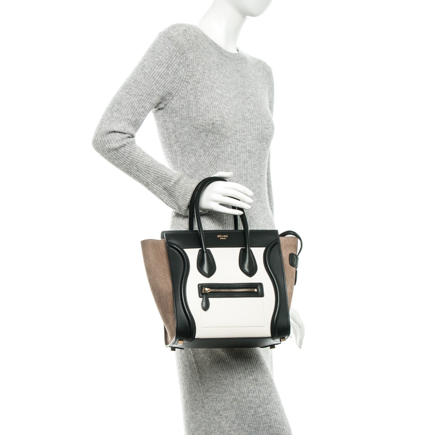 Celine Bullhide Calfskin Suede Micro Tri-Color Luggage Khaki 2 of 6
