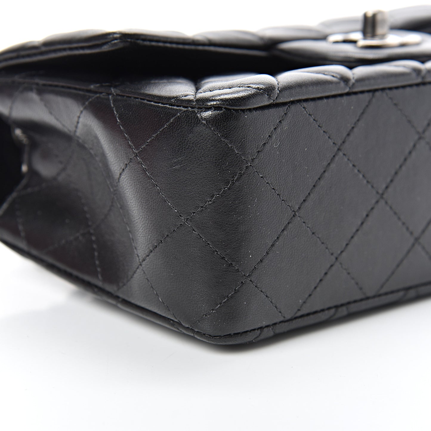 Lambskin Quilted Mini Rectangular Flap Black
