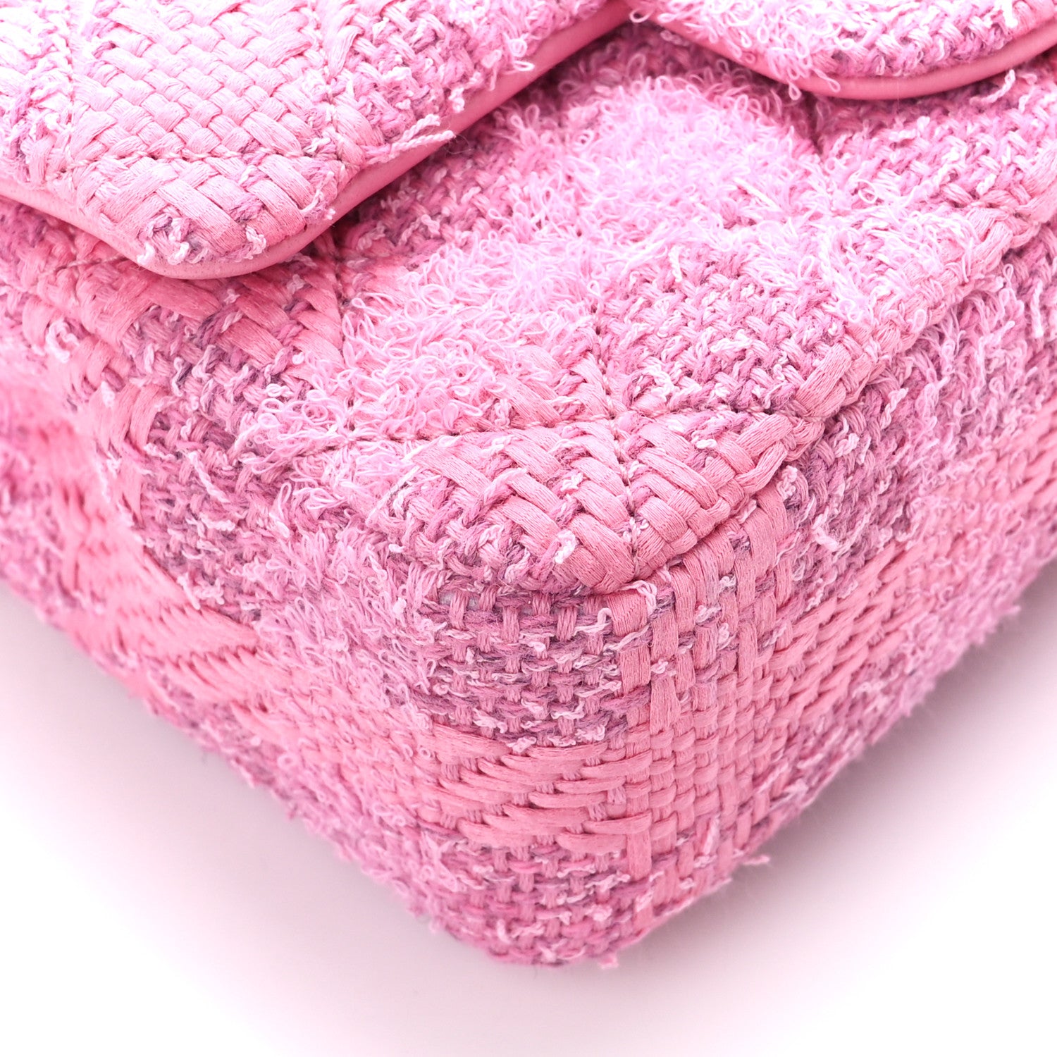 Chanel Tweed Quilted Pearl Twist Mini Square Flap Pink Dark Pink 9 of 11