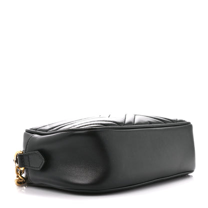 Gucci Calfskin Matelasse Small GG Marmont Chain Shoulder Bag Black 4 of 13