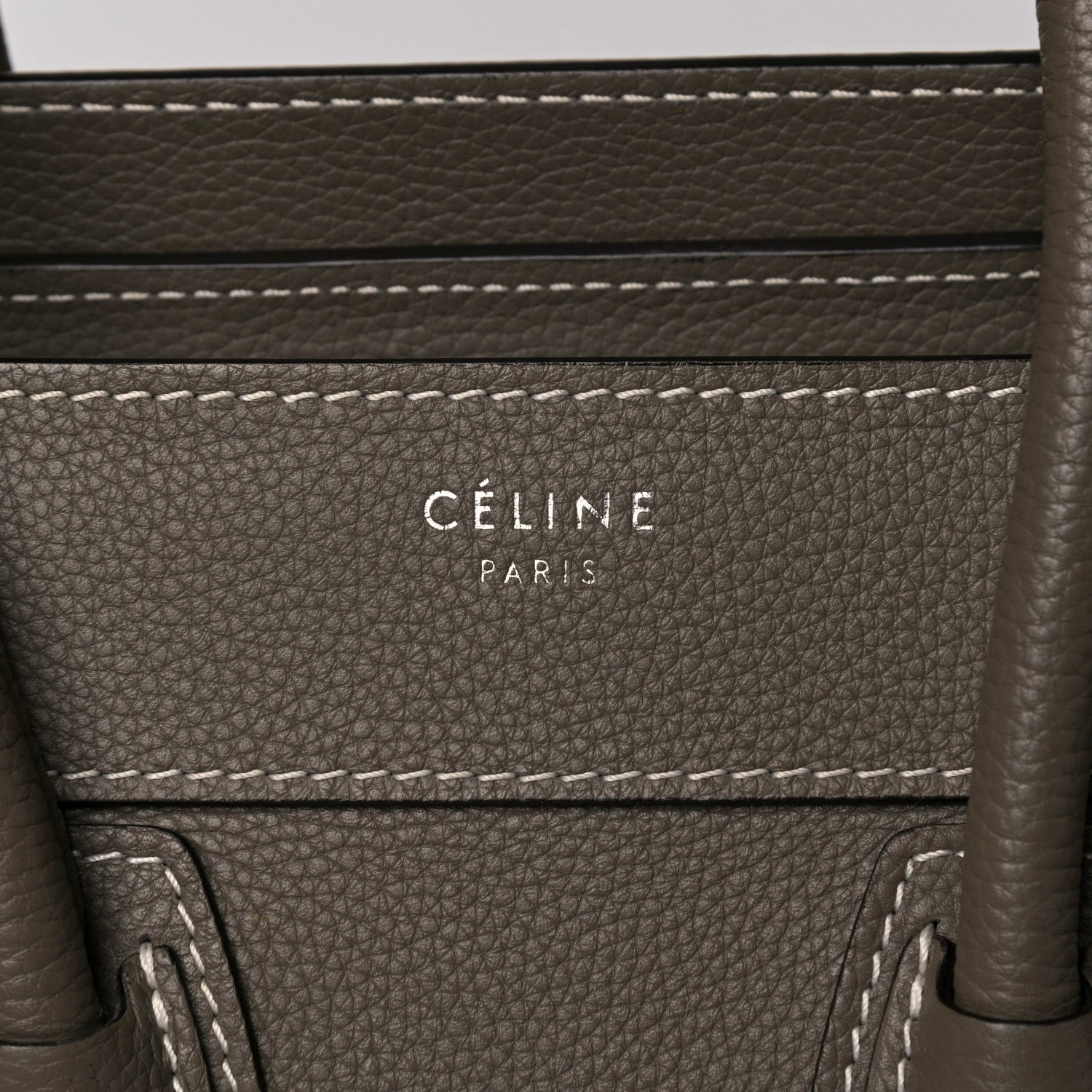 Celine Drummed Calfskin Micro Luggage Souris 6 of 13
