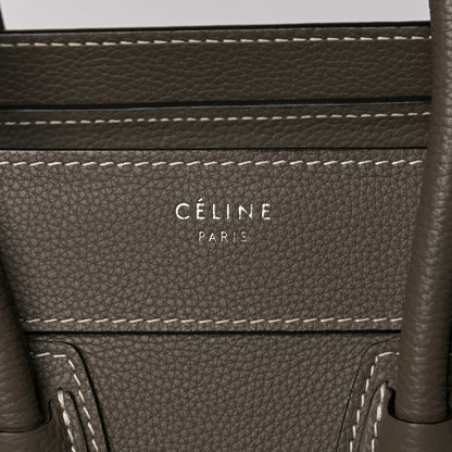 Celine Drummed Calfskin Micro Luggage Souris 6 of 13