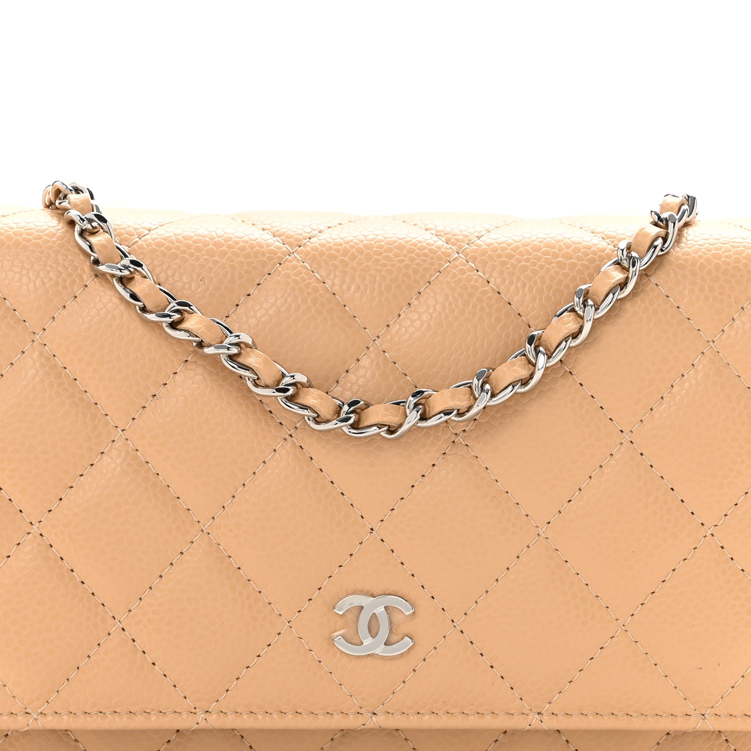 Chanel Caviar Quilted Wallet On Chain WOC Beige 9 of 13