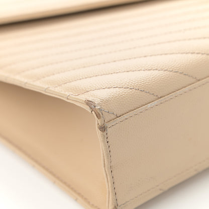 Saint Laurent Grain De Poudre Matelasse Chevron Large Monogram Satchel Nude Powder 10 of 15