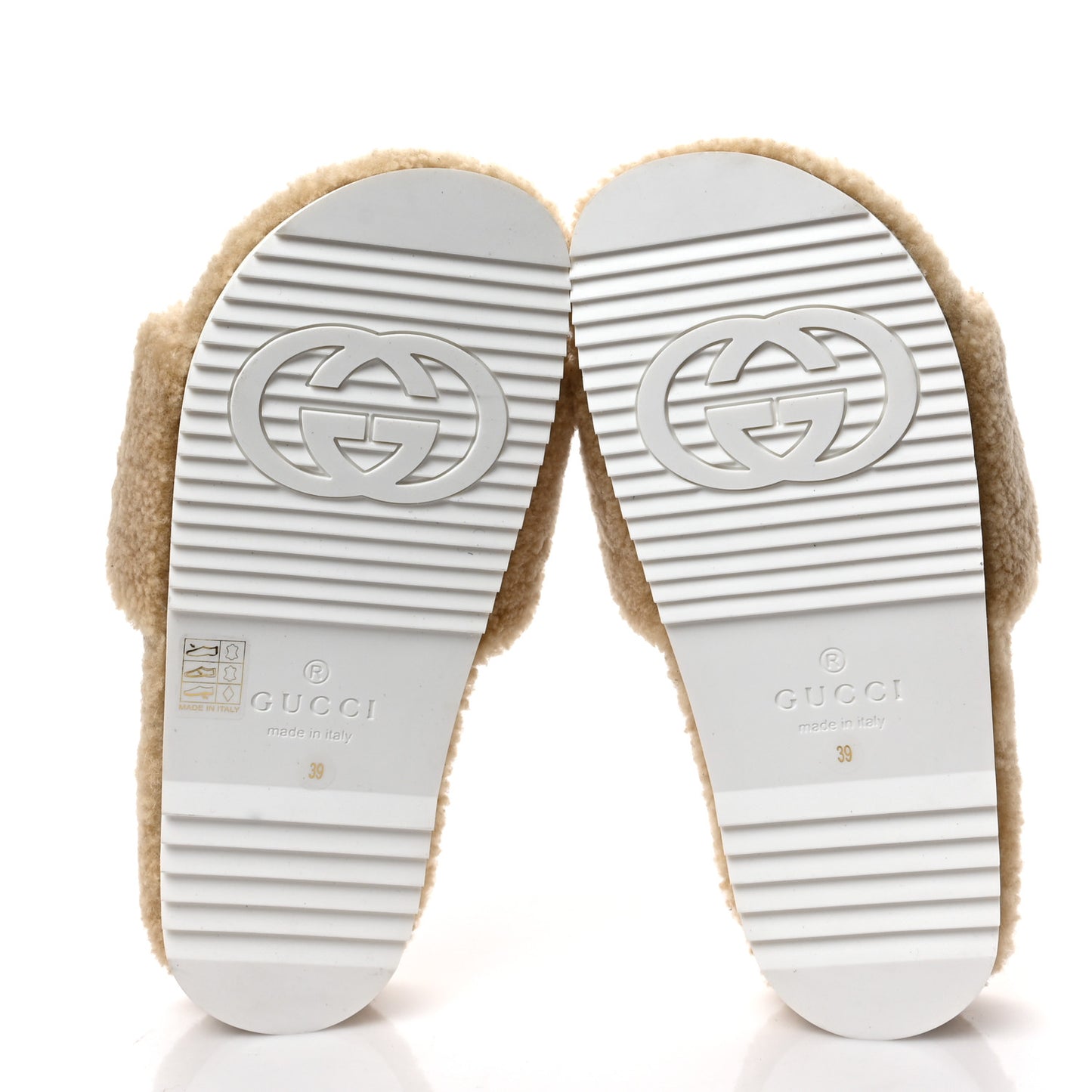 Merino Interlocking G Slide Sandals 39 Butterscotch Cocoa