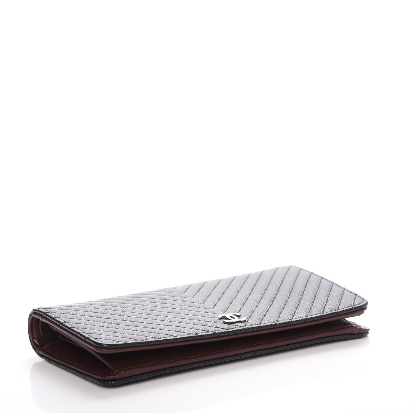 Caviar Chevron Quilted Yen Wallet Black