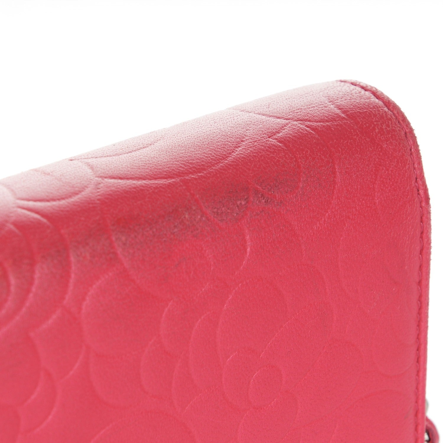 Chanel Lambskin Camellia Embossed Wallet on Chain WOC Pink 10 of 11