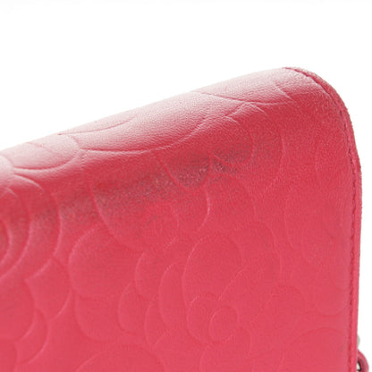 Chanel Lambskin Camellia Embossed Wallet on Chain WOC Pink 10 of 11