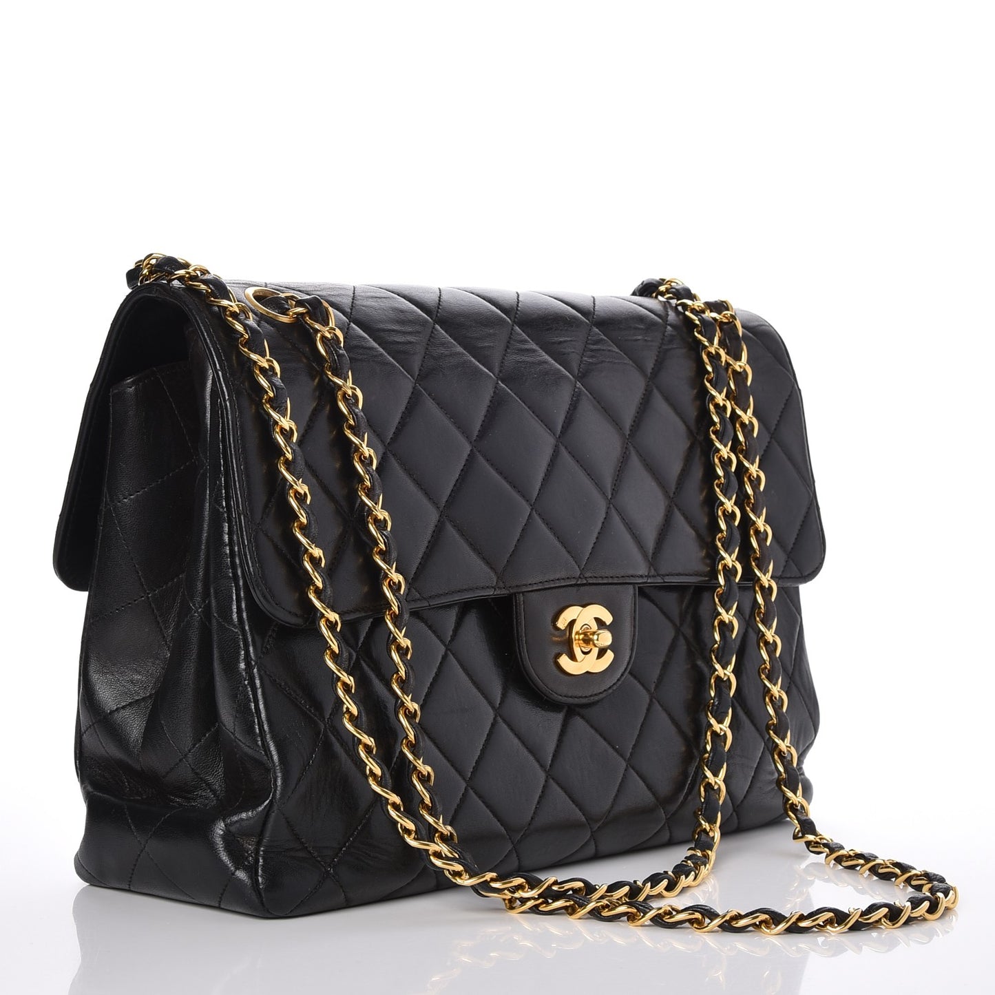 Lambskin Double Sided Jumbo Flap Black
