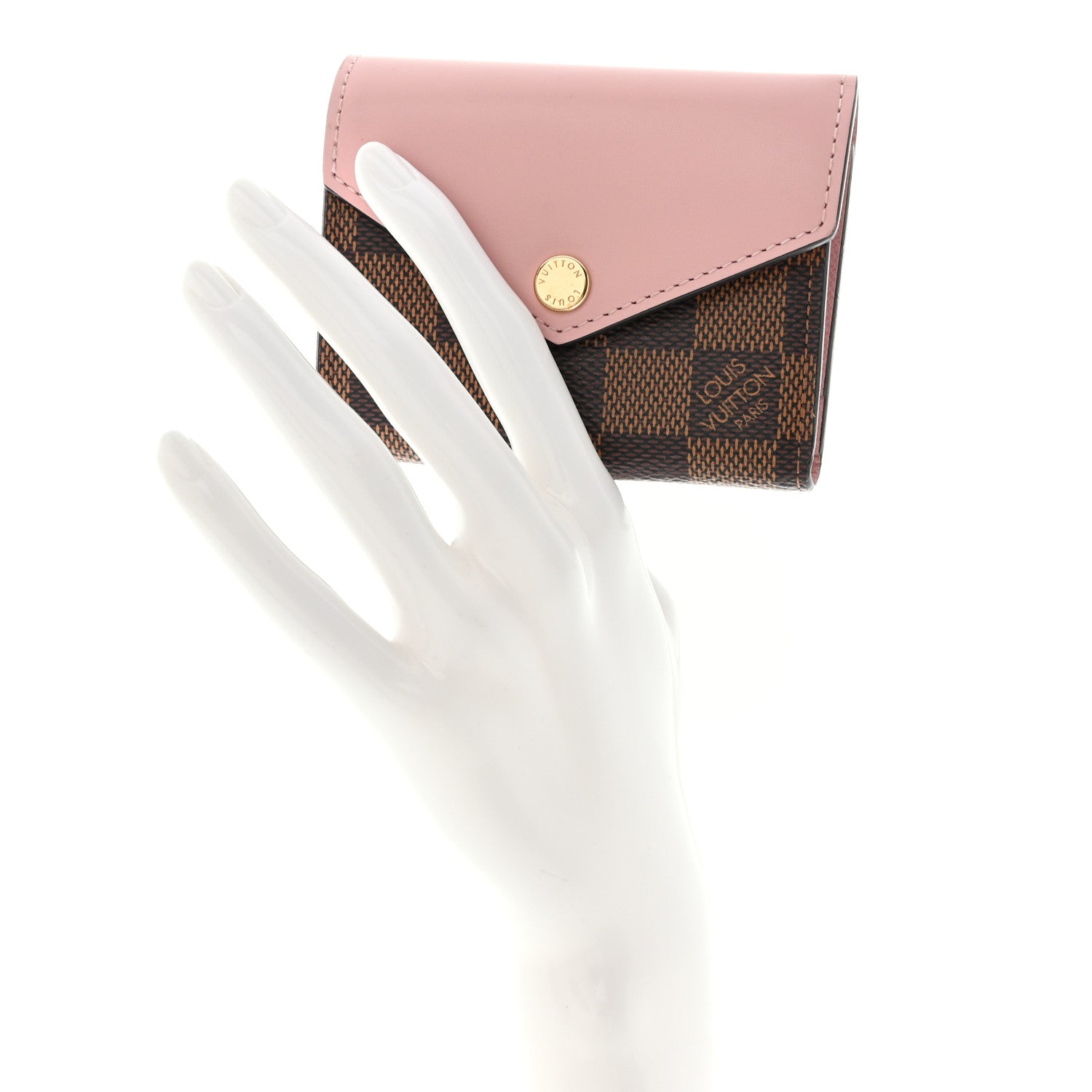 Louis Vuitton Damier Ebene Zoe Wallet Rose Ballerine 2 of 9
