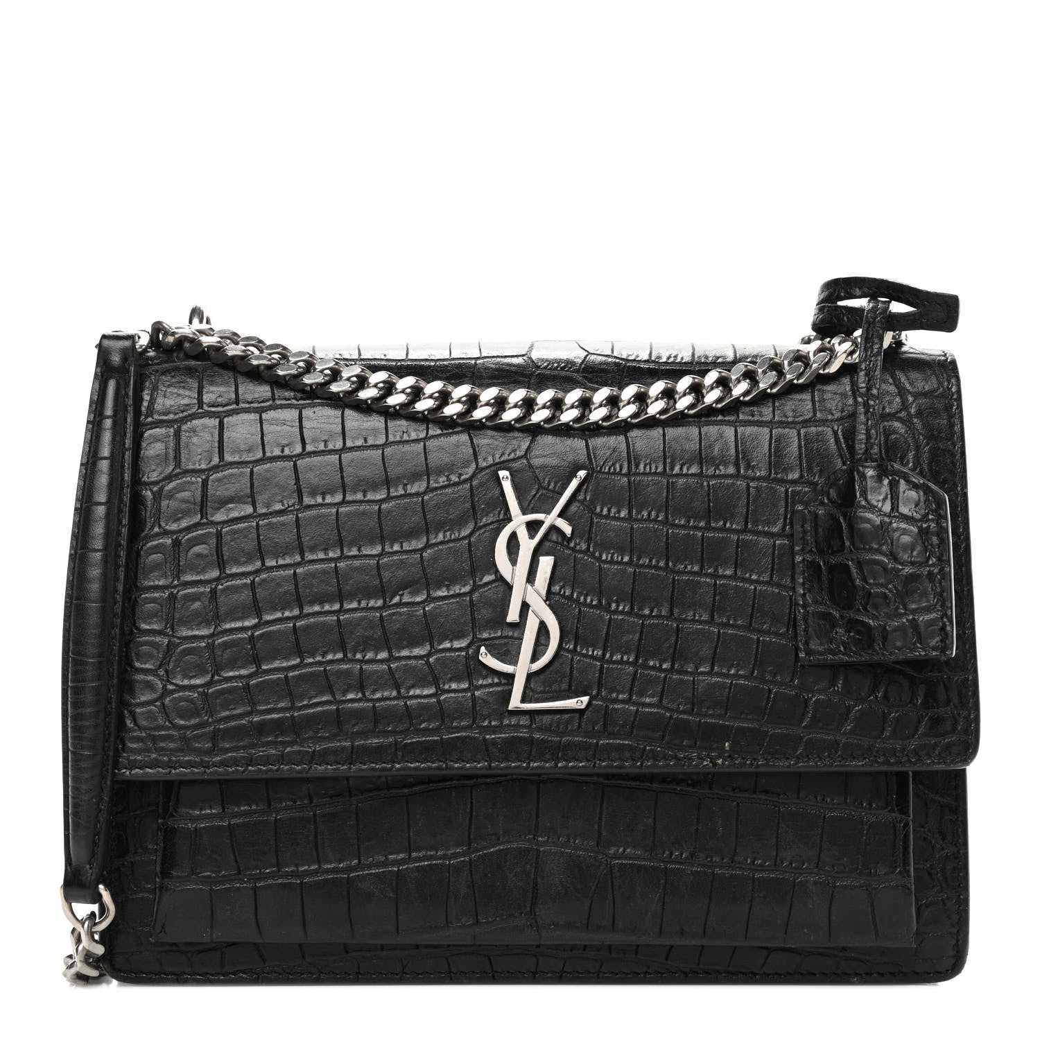 Saint Laurent Calfskin Crocodile Embossed Medium Monogram Sunset Black 1 of 6