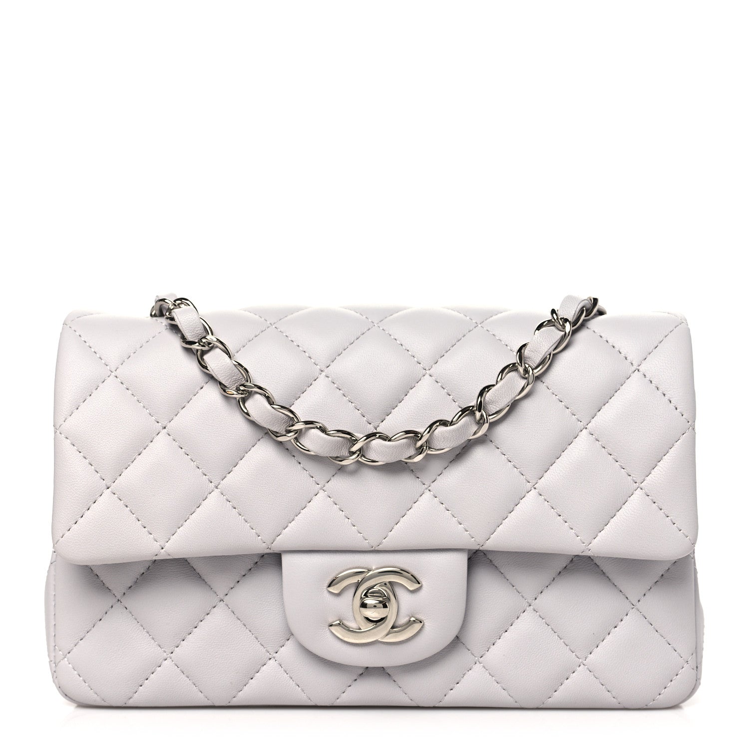 Chanel Lambskin Quilted Mini Rectangular Flap Grey 1 of 11