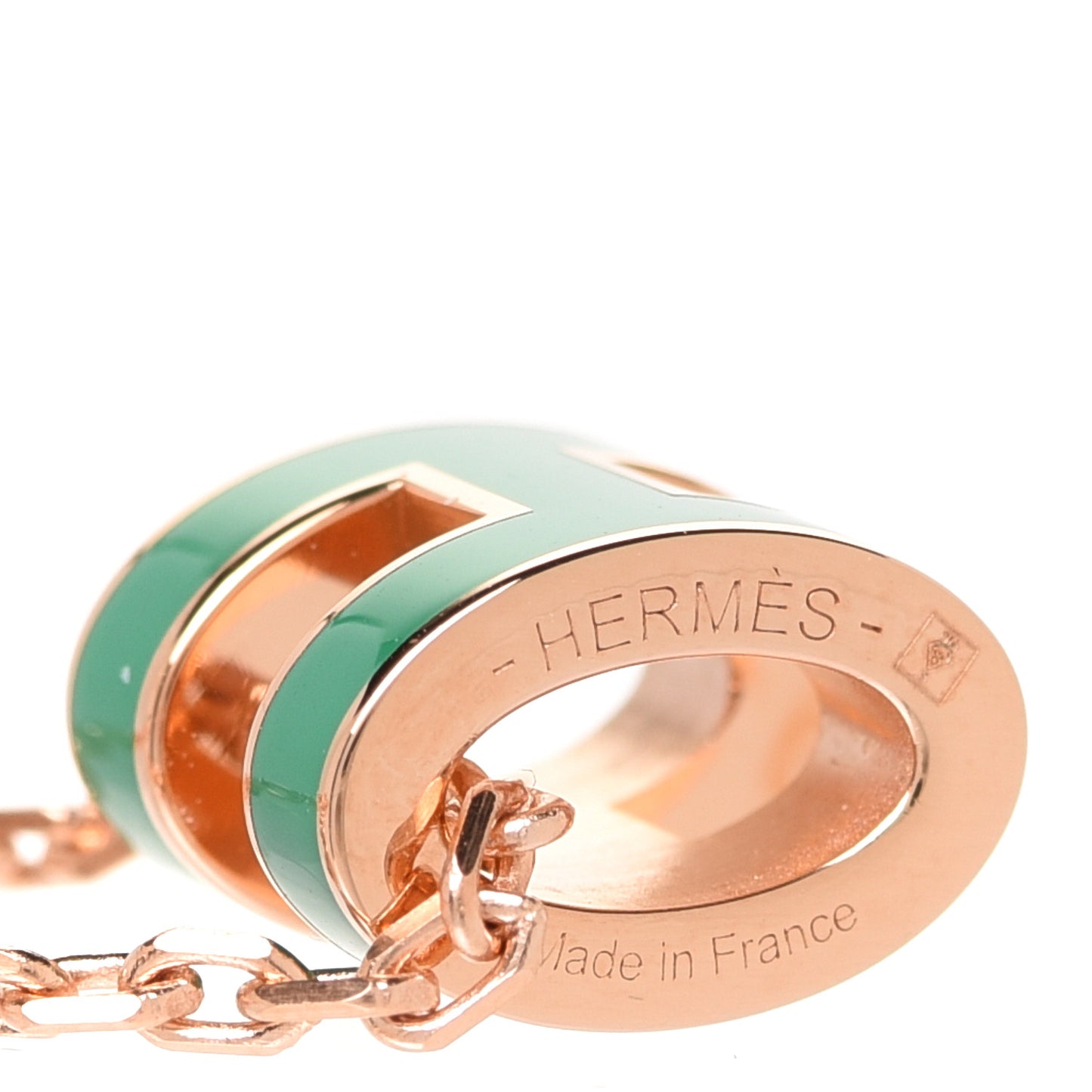 Lacquered Rose Gold Mini Pop H Pendant Necklace Vert Malachite