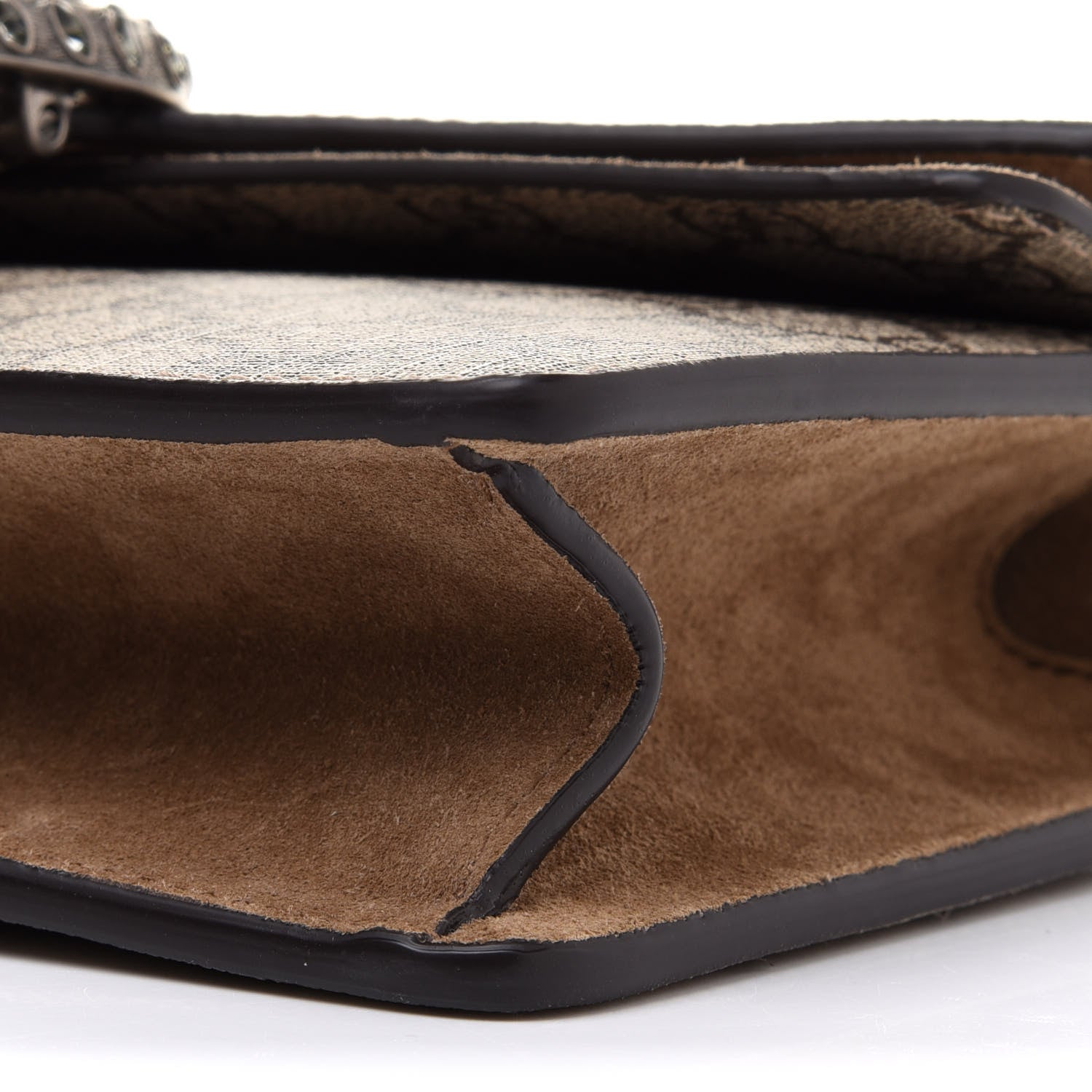 Gucci GG Supreme Monogram Suede Crystal Small Dionysus Shoulder Bag Beige Ebony Taupe 10 of 10