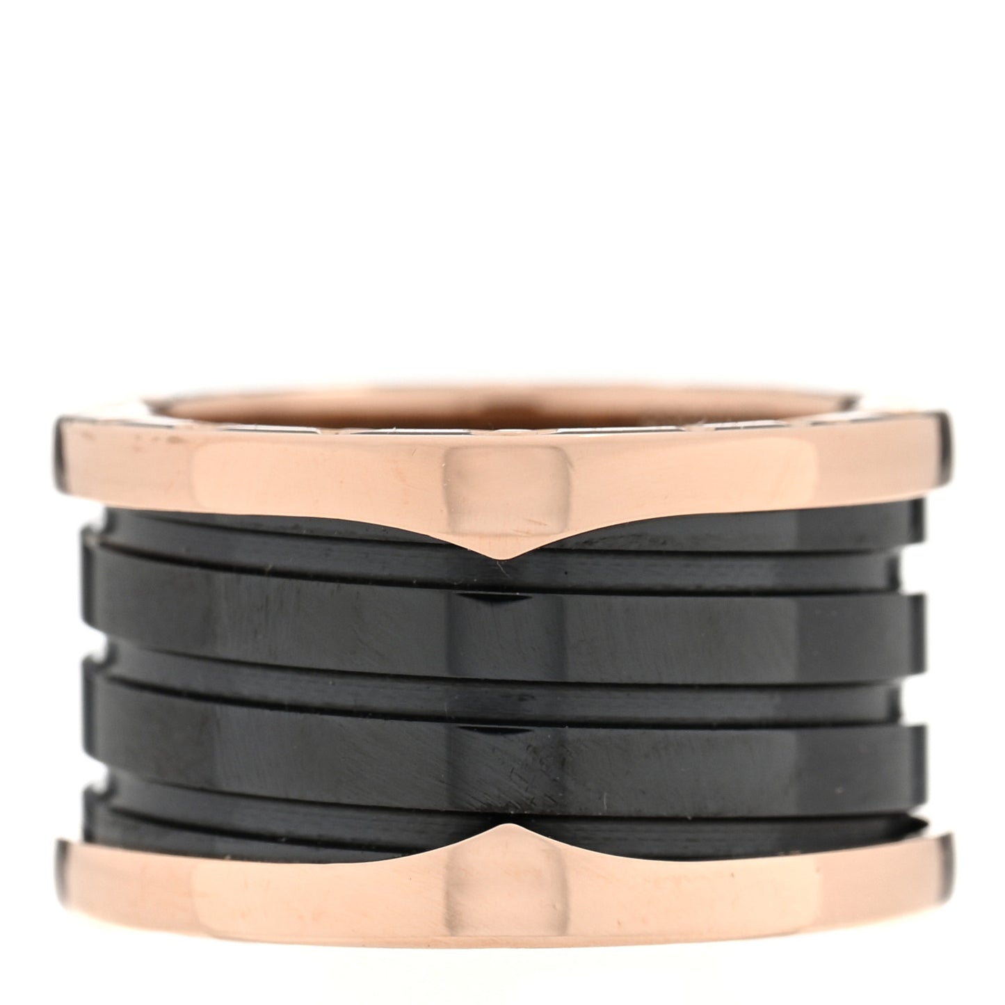 18K Rose Gold Black Ceramic B.Zero1 Four-Band Ring 52 6