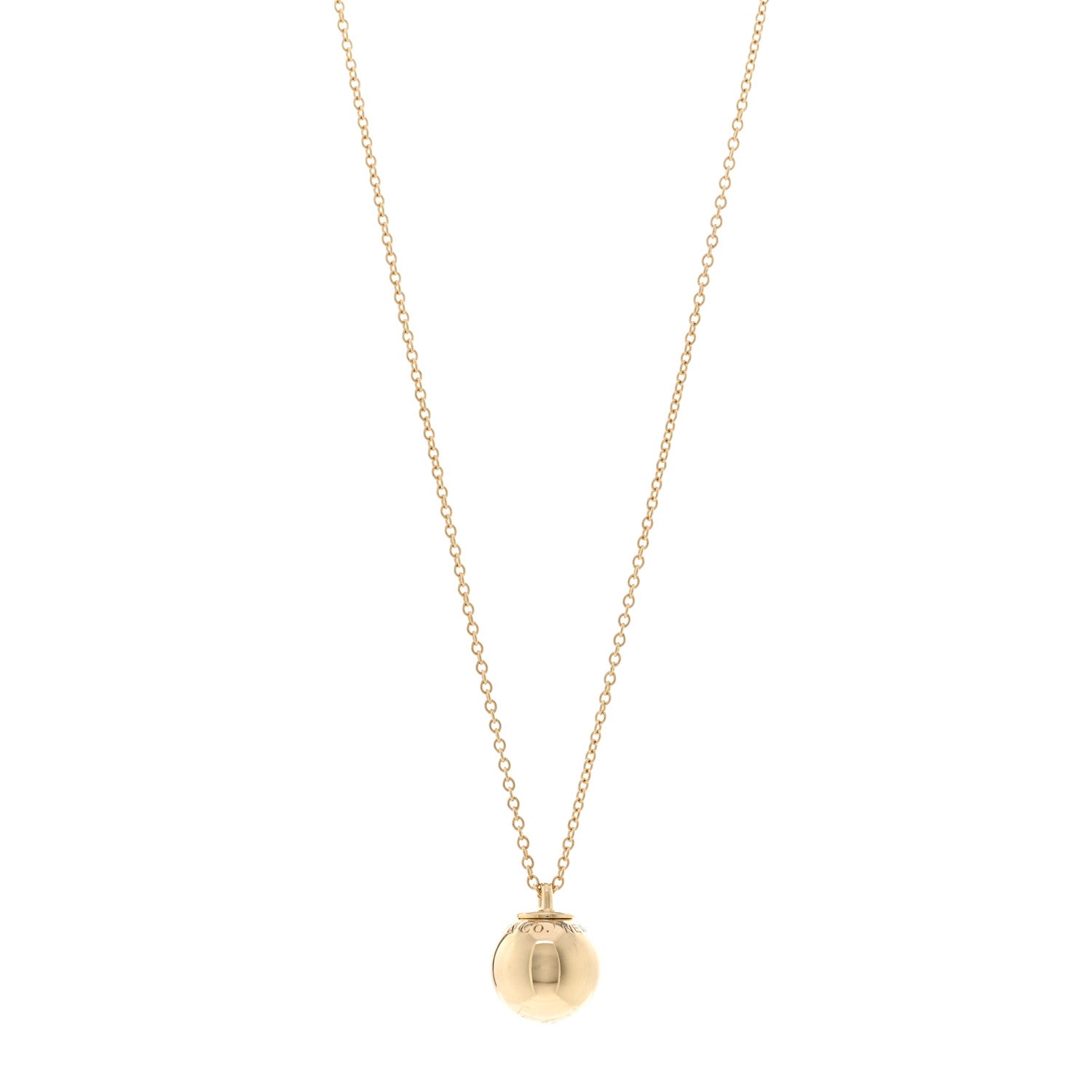 Tiffany 18K Yellow Gold 12.75mm HardWear Ball Pendant Necklace 1 of 4