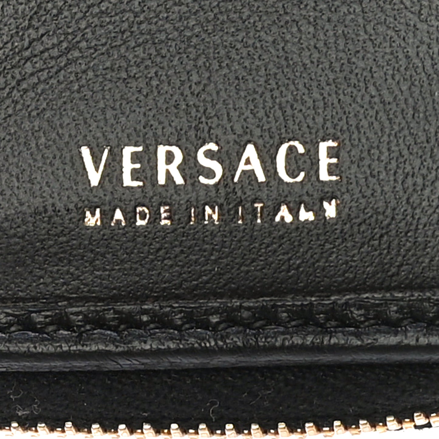 Nappa Quilted Medusa Compact Zip Around Wallet Black