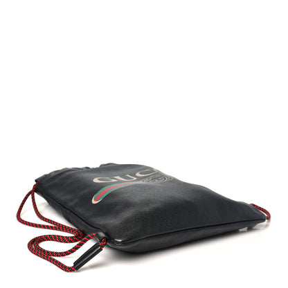 Gucci Calfskin Logo Drawstring Backpack Black 4 of 10